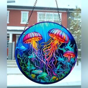 🌼2 for $25🌼 jellyfish ocean creature, 6 inch hanging acrylic suncatcher